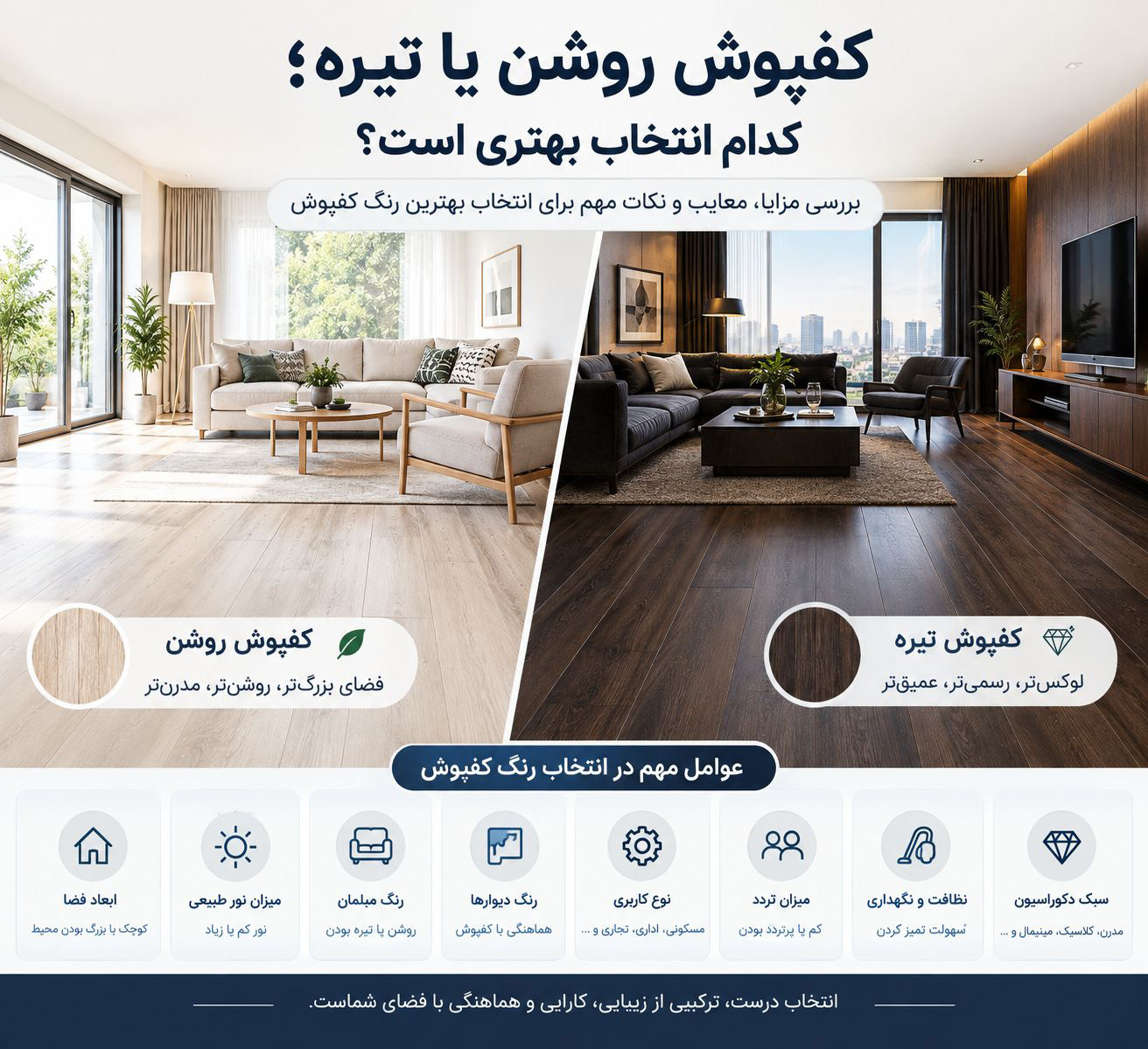 کفپوش روشن یا تیره؛ کدام انتخاب بهتری است؟